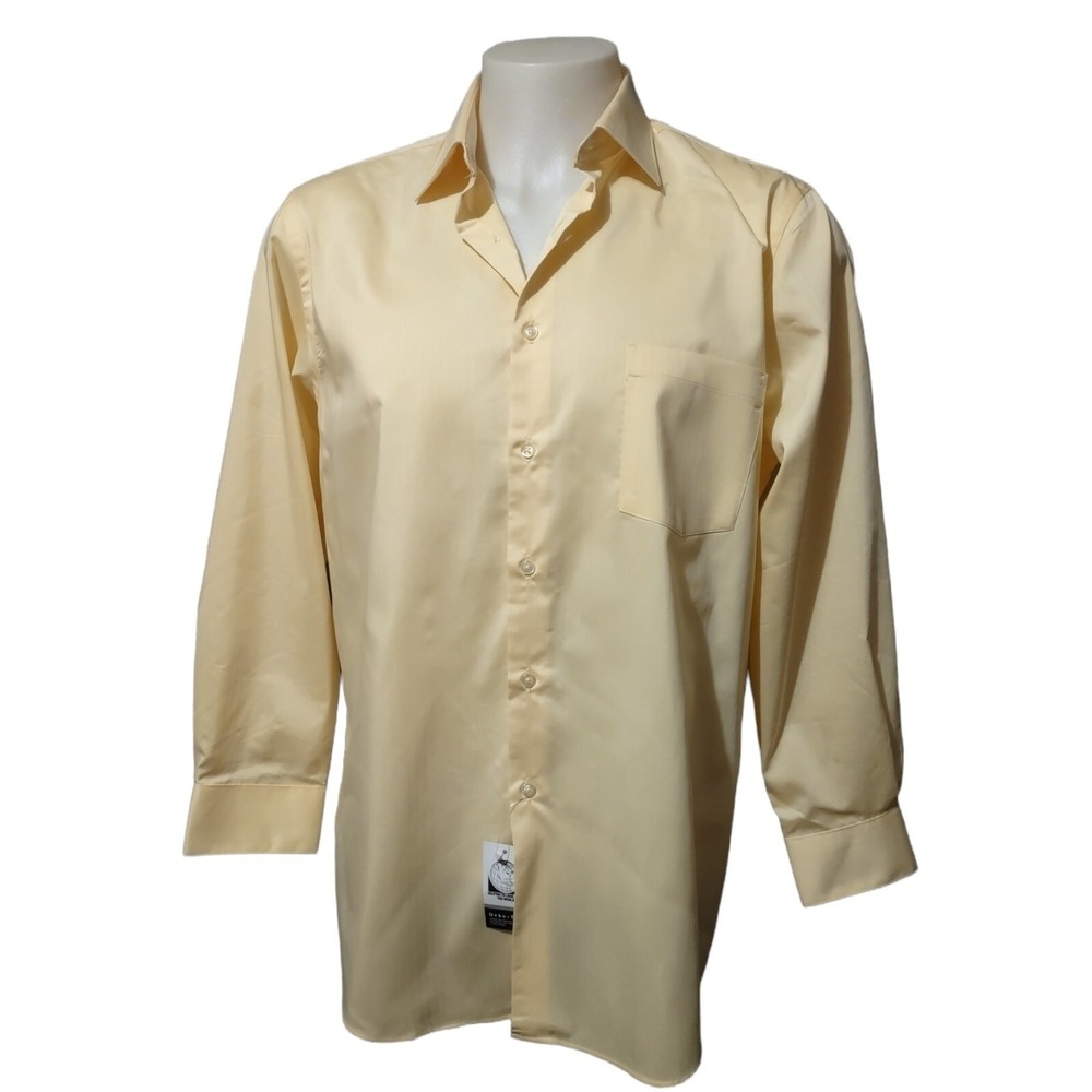 Van Heusen Dress Shirt 16.5 32/33 Classic Royal Herringbone Yellow Long Mens new